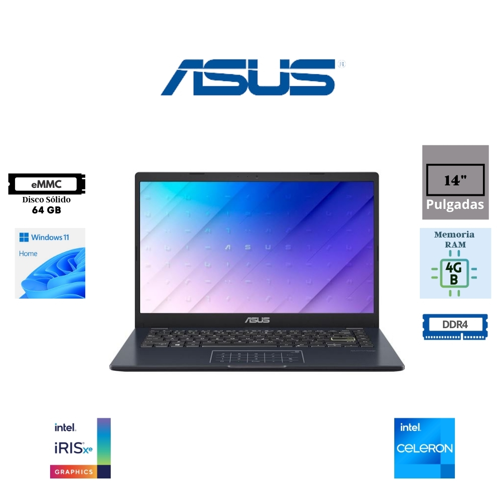 LAPTOP ASUS VIVOBOOK GO E410KA-CL464 14″ INTEL CELERON N4500 4GB RAM DDR4 64GB eMMC WINDOWS 11