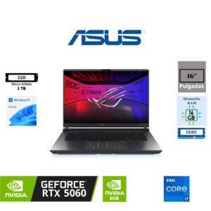 LAPTOP GAMING ASUS ROG STRIX G16 16″ FHD IPS INTEL CORE I7-14650HX 1TB SSD M.2 16GB RAM DDR5 NVIDIA GEFORCE RTX 5060 – 8GB GRAPHICS WINDOWS 11 HOME G615JMR-AS74
