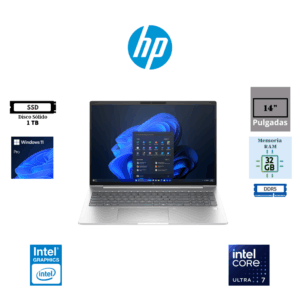 LAPTOP HP ELITEBOOK ULTRA NEXT GEN AI G1I 14" INTEL CORE ULTRA 7 258V 32GB 1TB SSD GRAPHICS INTEL ARC WINDOWS 11 PRO