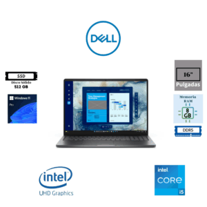 LAPTOP DELL PRO 16 PC16250 16" INTEL CORE 5 120U 8GB RAM 512GB SSD INTEL GRAPHICS WINDOWS 11 PRO