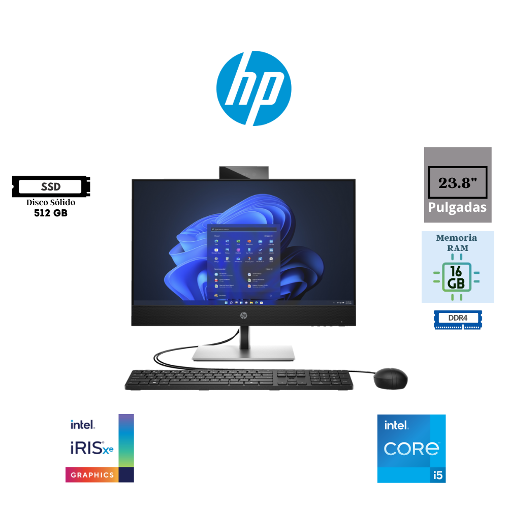 COMPUTADORA HP PRO ONE 240 ALL IN ONE 23.8″ INTEL CORE 5 1334U 16GB RAM 512GB SSD INTEL IRIS X GRAPHICS FREEDOS