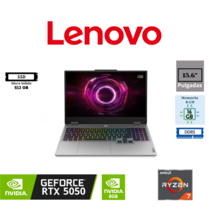 LAPTOP GAMING LENOVO LOQ 15AHP10 15.6" AMD RYZEN 7 250 16GB RAM 512GB SSD NVIDIA GEFORCE RTX 5050 8GB GRAPHICS