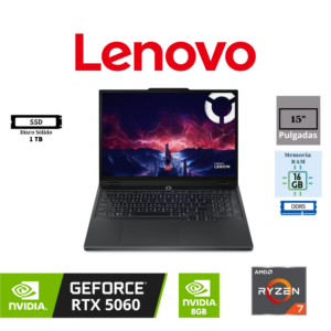 LAPTOP GAMING LENOVO LEGION 5 15AHP10 15" AMD RYZEN 7 260 16GB RAM 1TB SSD NVIDIA GEFORCE RTX 5060 8GB GRAPHICS