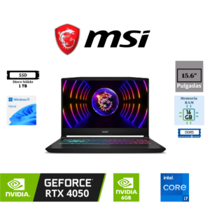 LAPTOP GAMING MSI KATANA 15 B13VEK-1675US 15.6" INTEL CORE I7-13620H 16GB RAM 1TB SSD NVIDIA GEFORCE RTX 4050 6GB WINDOWS 11 HOME BLACK