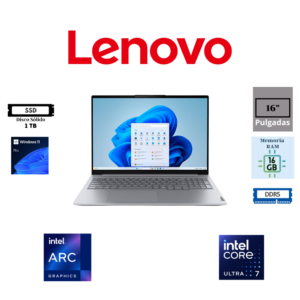 LAPTOP LENOVO THINKBOOK 16 G8 16" INTEL CORE ULTRA 7 255H 16GB RAM 1TB SSD INTEL ARC 140T GRAPHICS WINDOWS 11 PRO