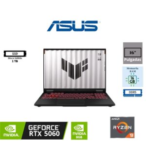 LAPTOP GAMING ASUS TUF A16 FA608PM-RV078 16" AMD RYZEN 9 8940HX 16GB RAM 1TB SSD NVIDIA GEFORCE RTX 5060 8GB GRAPHICS