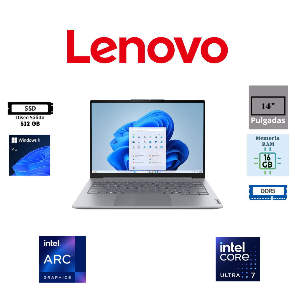 LAPTOP LENOVO THINKBOOK 14 G8 IAL 14" INTEL CORE ULTRA 7 255H 16GB 512GB SSD INTEGRATED INTEL ARC GRAPHICS WINDOWS 11 PRO