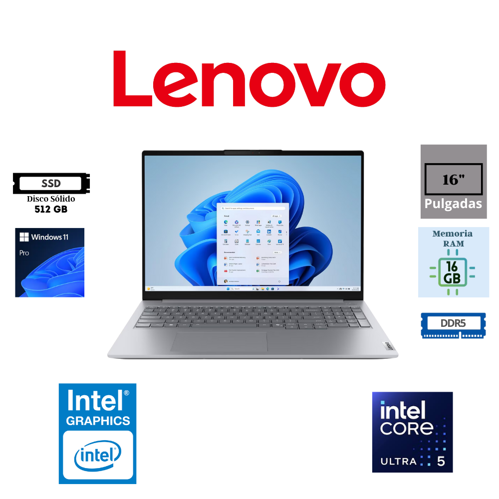 LAPTOP LENOVO THINKBOOK 16 G8 IAL 16" INTEL CORE ULTRA 5 225U 16GB 512GB SSD INTEGRATED INTEL GRAPHICS WINDOWS 11 PRO