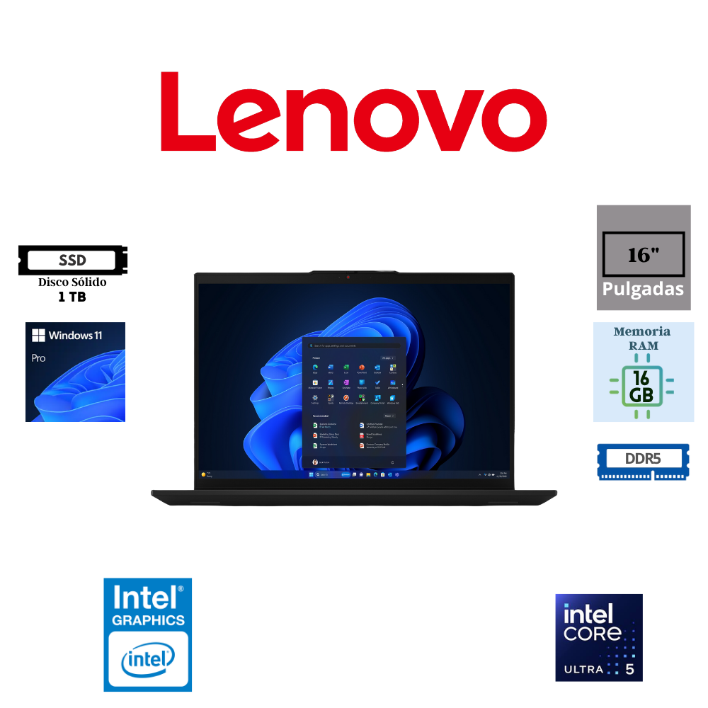 LAPTOP LENOVO THINKPAD L16 G2 16" INTEL CORE ULTRA 5 225U 16GB 1TB SSD INTEGRATED INTEL GRAPHICS WINDOWS 11 PRO 21SB000KLM