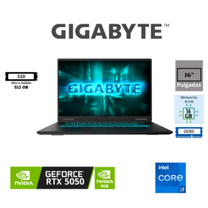 LAPTOP GAMING GIGABYTE A16 16" INTEL CORE I7-13620H 16GB RAM 512GB SSD NVIDIA GEFORCE RTX 5050 8GB GRAPHICS