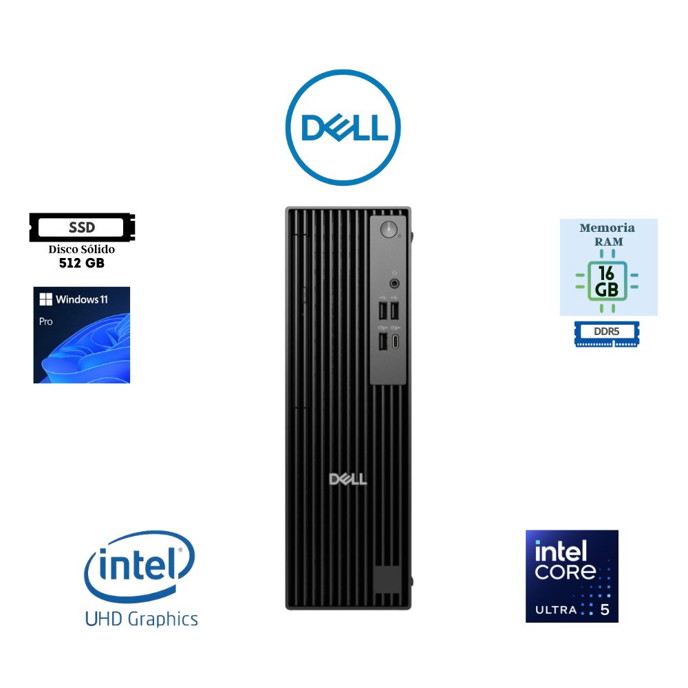 COMPUTADORA DESKTOP Dell PRO SLIM INTEL CORE ULTRA 5 235 16GB RAM 512GB SSD INTEL GRAPHICS INTEGRADOS WINDOWS 11 PRO