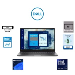 LAPTOP DELL PRO 16 16″ FHD+ IPS INTEL CORE ULTRA 5 225U 512GB SSD M.2 16GB RAM DDR5 INTEL GRAPHICS WINDOWS 11 PRO