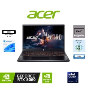 LAPTOP GAMING ACER NITRO V 15 ANV15-52-98KV 15.6″ INTEL CORE I9-13900H 1TB SSD 16GB RAM NVIDIA GEFORCE RTX 5060 WINDOWS 11