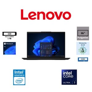 LAPTOP LENOVO THINKPAD L16 GEN 2 16″ WUXGA IPS INTEL CORE ULTRA 7 225U 1TB SSD M.2 16GB RAM DDR5 INTEL INTEGRATED GRAPHICS WINDOWS 11 PRO BLACK