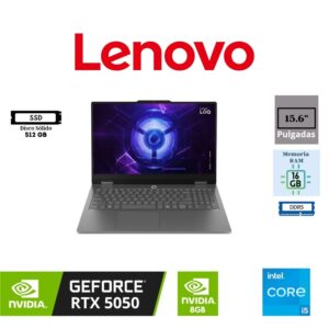 LAPTOP GAMING LENOVO LOQ 15IRX11 15.6″ FHD IPS 144HZ INTEL CORE I5-13450HX 512GB SSD M.2 16GB RAM DDR5 NVIDIA GEFORCE RTX 5050 8GB FREEDOS LUNA GREY