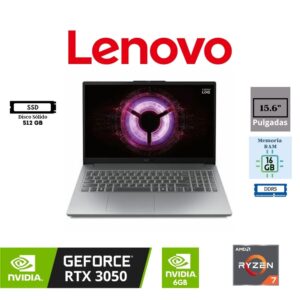 LAPTOP GAMING LENOVO LOQ 15ARP10E 15.6″ FHD IPS 144HZ AMD RYZEN 7 7735HS 512GB SSD M.2 16GB RAM DDR5 NVIDIA GEFORCE RTX 3050 6GB FREEDOS LUNA GREY