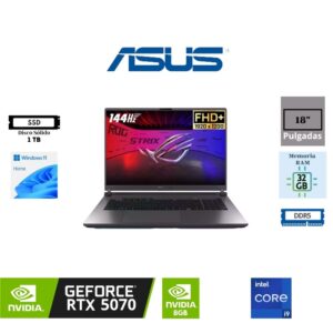 LAPTOP GAMING ASUS ROG STRIX G18 G815JPR-IS96 18″ WUXGA INTEL CORE I9-14900HX 1TB SSD M.2 32GB RAM DDR5 NVIDIA GEFORCE RTX 5070 8GB WINDOWS 11 HOME