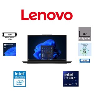 LAPTOP LENOVO THINKPAD L16 GEN 2 16″ WUXGA IPS INTEL CORE ULTRA 7 255U 1TB SSD M.2 32GB RAM DDR5 INTEL INTEGRATED GRAPHICS WINDOWS 11 PRO BLACK