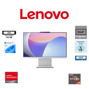 COMPUTADORA ALL IN ONE Lenovo IDEACENTRE AIO 24ARR9 23.8" AMD RYZEN 7 7735HS 16GB RAM DDR5 512GB SSD RADEON 680M GRAPHICS WINDOWS 11 HOME