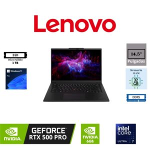LAPTOP LENOVO THINKPAD P14S GEN 6 14.5″ WUXGA IPS INTEL CORE ULTRA 7 255H 1TB SSD M.2 32GB RAM DDR5 NVIDIA RTX PRO 500 6GB WINDOWS 11 PRO BLACK 21QU0007LM