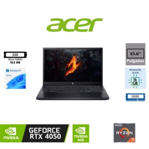 LAPTOP GAMING ACER NITRO V 15 ANV15-41 15.6″ AMD RYZEN 7-7735HS 512GB SSD 16GB RAM NVIDIA GEFORCE RTX 4050 6GB WINDOWS 11