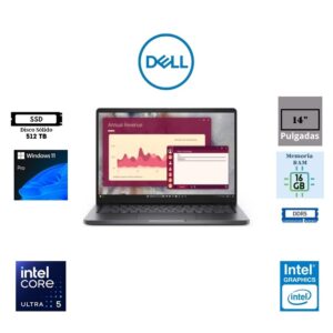 LAPTOP DELL PRO 14″ WUXGA IPS INTEL CORE ULTRA 5 225U 512GB SSD M.2 16GB RAM DDR5 INTEL GRAPHICS WINDOWS 11 PRO