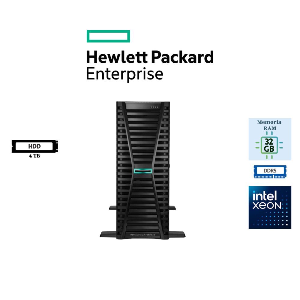 SERVIDOR HPE PROLIANT COMPUTE ML350 GEN12 INTEL XEON 6505P 32GB RAM DDR5 4TB HDD