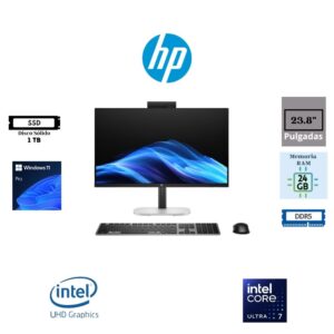 COMPUTADORA ALL IN ONE HP 23.8" INTEL CORE ULTRA 7 24GB RAM DDR5 1TB SSD INTEL GRAPHICS INTEGRADOS WINDOWS 11 PRO