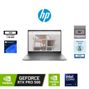 LAPTOP WORKSTATION HP ZBOOK X G1I 16″ WUXGA IPS INTEL CORE ULTRA 7 255H 1TB SSD M.2 32GB RAM DDR5 NVIDIA RTX PRO 500 6GB GRAPHICS WINDOWS 11 PRO