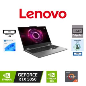 LAPTOP GAMING LENOVO LOQ 15AHP10 15.6″ AMD RYZEN 7 250 1TB SSD 16GB RAM  NVIDIA GEFORCE RTX 5050 8GB WINDOWS 11