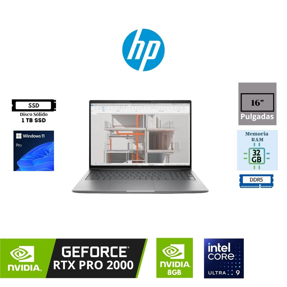 LAPTOP WORKSTATION HP ZBOOK X G1I 16″ WUXGA IPS INTEL CORE ULTRA 9 285H 1TB SSD M.2 32GB RAM DDR5 NVIDIA RTX PRO 2000 8GB GRAPHICS WINDOWS 11 PRO SILVER D5HK4LT