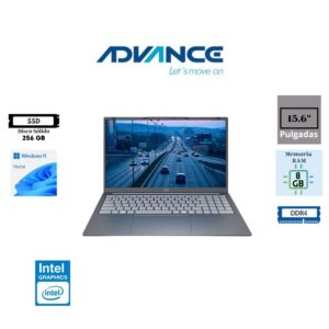 LAPTOP ADVANCE 15.6″ FHD IPS INTEL CELERON N4500 256GB SSD 8GB RAM DDR4 INTEL UHD GRAPHICS WINDOWS 11 GRAY ADV-NV9857