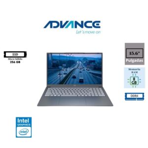 LAPTOP ADVANCE 15.6″ FHD IPS INTEL CELERON N4500 256GB SSD 8GB RAM DDR4 INTEL UHD GRAPHICS GRAY ADV-NV9857