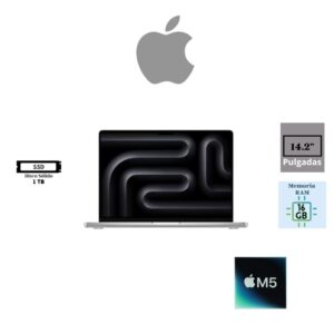 LAPTOP APPLE MACBOOK PRO 14.2″ LIQUID RETINA XDR APPLE M5 1TB SSD 16GB RAM APPLE GPU 10-CORE MACOS SILVER