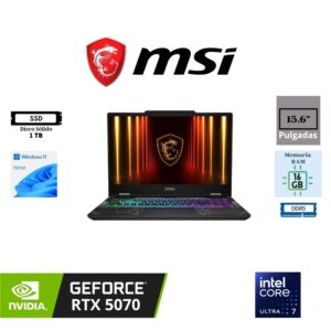 LAPTOP GAMING MSI CYBORG 15 15.6″ INTEL CORE ULTRA 7 240H 1TB SSD 16GB RAM NVIDIA GEFORCE RTX 5070 WINDOWS 11