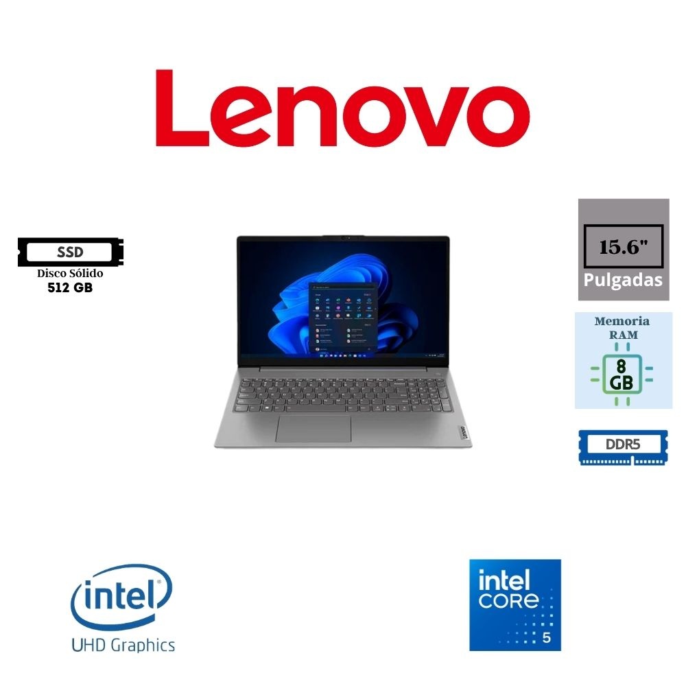 LAPTOP LENOVO V15 G5 IRL 15.6″ FHD ANTIGLARE INTEL CORE 5 210H 512GB SSD M.2 8GB RAM DDR5 INTEL GRAPHICS
