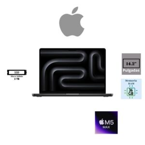 LAPTOP APPLE MACBOOK PRO 14.2″ LIQUID RETINA XDR APPLE M5 MAX 2TB SSD 36GB RAM UNIFICADA 32-CORE GPU MACOS SPACE BLACK