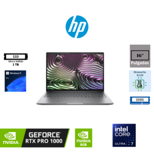 LAPTOP HP ZBOOK X G1I 16″ WUXGA IPS INTEL CORE ULTRA 7 255H 32GB RAM DDR5 1TB SSD M.2 NVME NVIDIA RTX PRO 1000 BLACKWELL 8GB WINDOWS 11 PRO