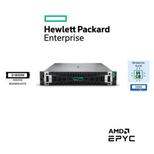 SERVIDOR HPE PROLIANT DL385 GEN11 AMD EPYC 9115 16-CORE 64GB RAM DDR5 6400MT/S RAID M.2 PCIE GEN5 HPE ILO 6 FUENTE REDUNDANTE 2X800W 2U RACK