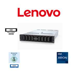 SERVIDOR LENOVO THINKSYSTEM SR650 V4 INTEL XEON 6505P 12-CORE 32GB RAM DDR5 480GB SSD RAID 940-8I 4GB CACHE 4X1GBE OCP FUENTE REDUNDANTE 1300W XCLARITY CONTROLLER