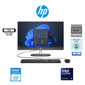 COMPUTADORA ALL IN ONE HP PROONE 240 G10 INTEL CORE ULTRA 5 125U 23.8″ FHD IPS 16GB DDR5 512GB SSD INTEL GRAPHICS