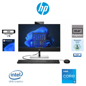 COMPUTADORA ALL IN ONE HP PROONE 440 G9 INTEL CORE I5-14500 23.8″ FHD IPS 16GB DDR5 1TB SSD INTEL UHD GRAPHICS WINDOWS 11 PRO