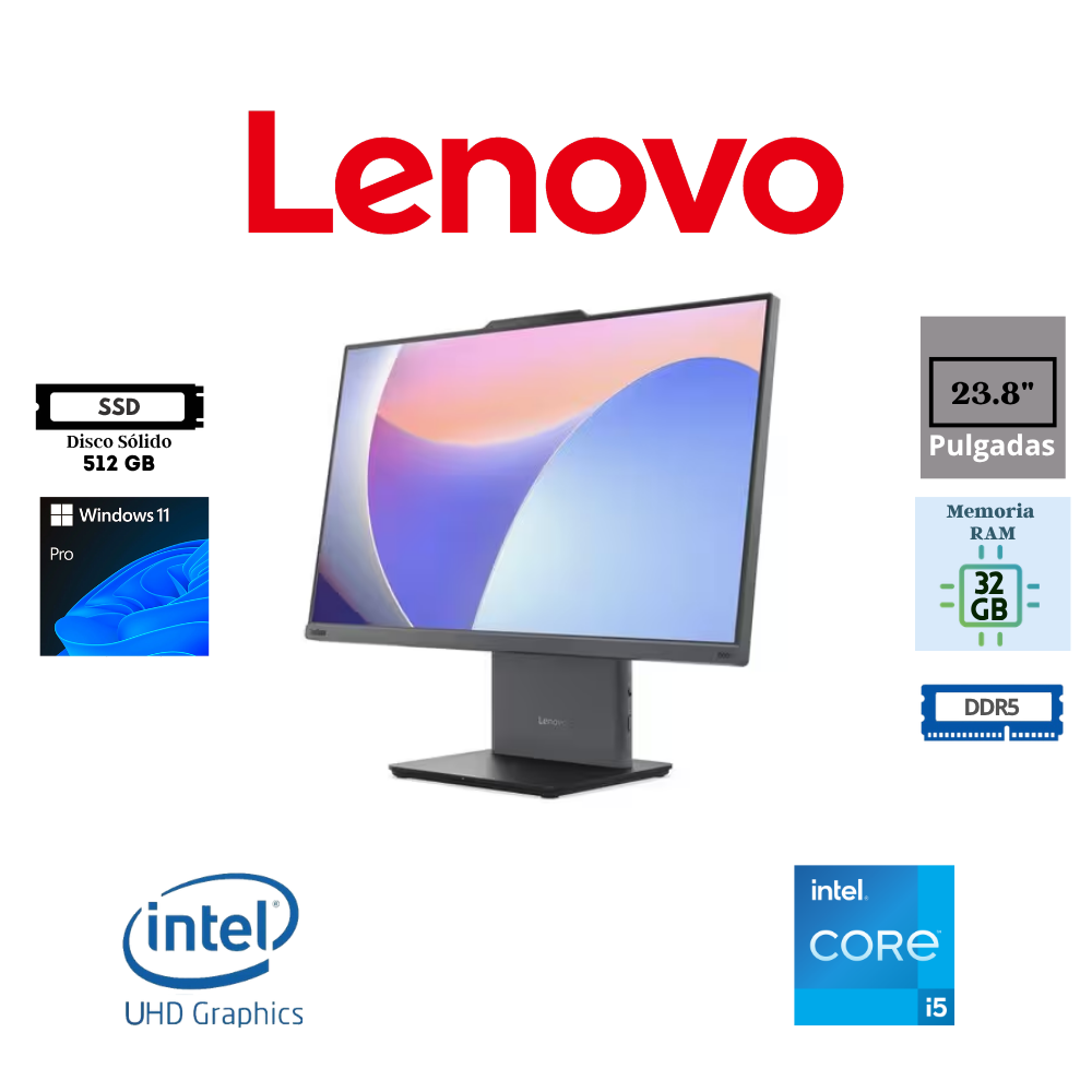 COMPUTADORA ALL IN ONE LENOVO THINKCENTRE NEO 50a INTEL CORE I5-13420H 23.8″ 32GB DDR5 512GB SSD INTEL UHD GRAPHICS WINDOWS 11 PRO