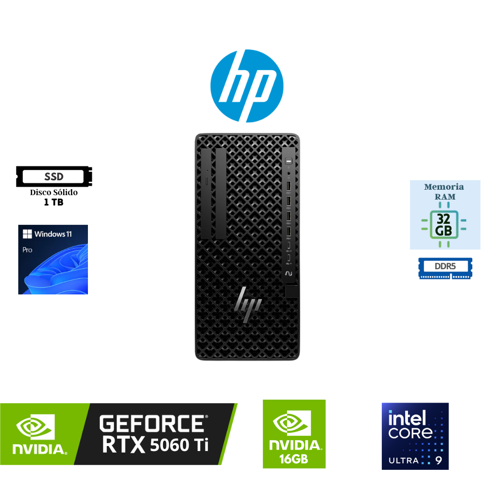 COMPUTADORA DESKTOP TORRE HP Z1 G1i INTEL CORE ULTRA 9 285 32GB DDR5 1TB SSD WINDOWS 11 PRO NVIDIA GEFORCE RTX 5060 Ti 16GB WINDOWS 11 PRO
