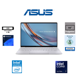 LAPTOP ASUS EXPERTBOOK B9406CAA INTEL CORE ULTRA 7 356H 14″ WQXGA+ OLED TACTIL 120HZ 32GB LPDDR5X 1TB SSD INTEL GRAPHICS WINDOWS 11 PRO