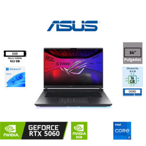 LAPTOP ASUS ROG STRIX G16 G615JMR-RV165W INTEL CORE i7-14650HX 16" WUXGA 165HZ IPS 16GB DDR5 512GB SSD NVIDIA GEFORCE RTX 5060 8GB WINDOWS 11 HOME