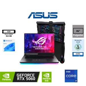 LAPTOP ASUS ROG STRIX G16 G615JMR-RV396W INTEL CORE i9-14900HX 16" WUXGA 165HZ IPS 16GB DDR5 512GB SSD NVIDIA GEFORCE RTX 5060 8GB WINDOWS 11 HOME