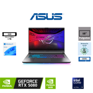 LAPTOP ASUS ROG STRIX G18 G815LW-S9181W INTEL CORE ULTRA 9 275HX 18″ WQXGA IPS 240HZ 32GB DDR5 1TB SSD NVIDIA GEFORCE RTX 5080 16GB WINDOWS 11 HOME
