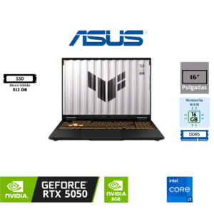 LAPTOP ASUS TUF GAMING F16 FX608JHR-RV314 INTEL CORE i7-14650HX 16" WUXGA 165HZ 16GB DDR5 512GB SSD NVIDIA GEFORCE RTX 5050 8GB FREEDOS