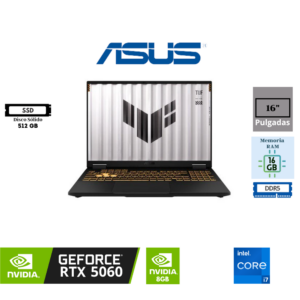 LAPTOP ASUS TUF GAMING F16 FX608JMR INTEL CORE i7-14650HX 16" WUXGA 165HZ 16GB DDR5 512GB SSD NVIDIA GEFORCE RTX 5060 8GB FREEDOS